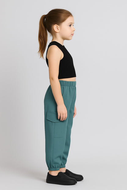 Aww hunnie Ribbed Sleeveless Crop Top with Cargo Pants