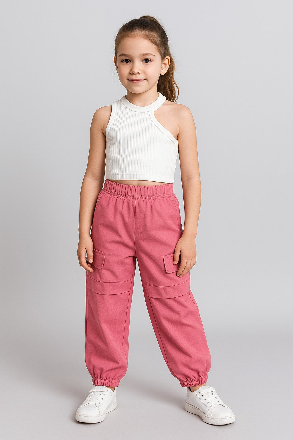 Aww hunnie Ribbed Sleeveless Crop Top with Cargo Pants