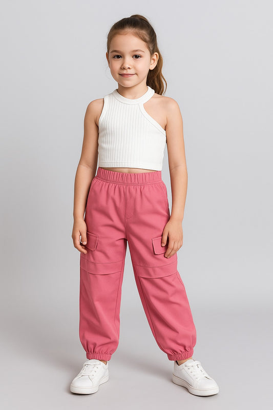 Aww hunnie Ribbed Sleeveless Crop Top with Cargo Pants