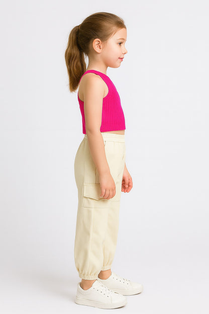 Aww hunnie Ribbed Sleeveless Crop Top with Cargo Pants