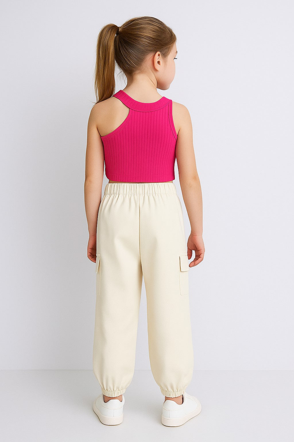 Aww hunnie Ribbed Sleeveless Crop Top with Cargo Pants
