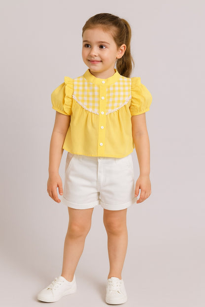 Aww Hunnie Cotton Half Sleeves Top With Shorts