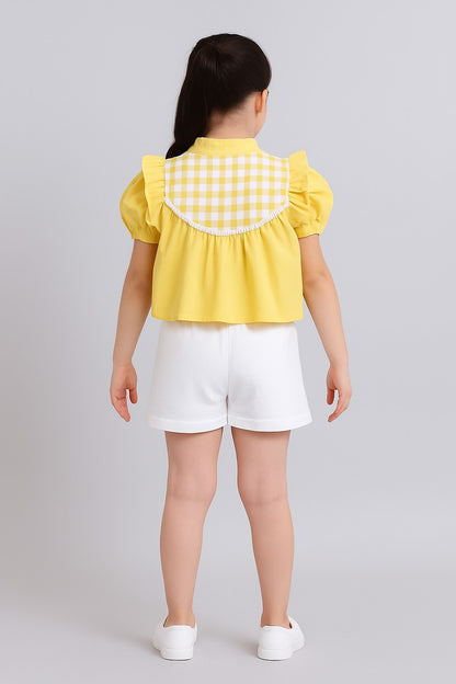 Aww Hunnie Cotton Half Sleeves Top With Shorts