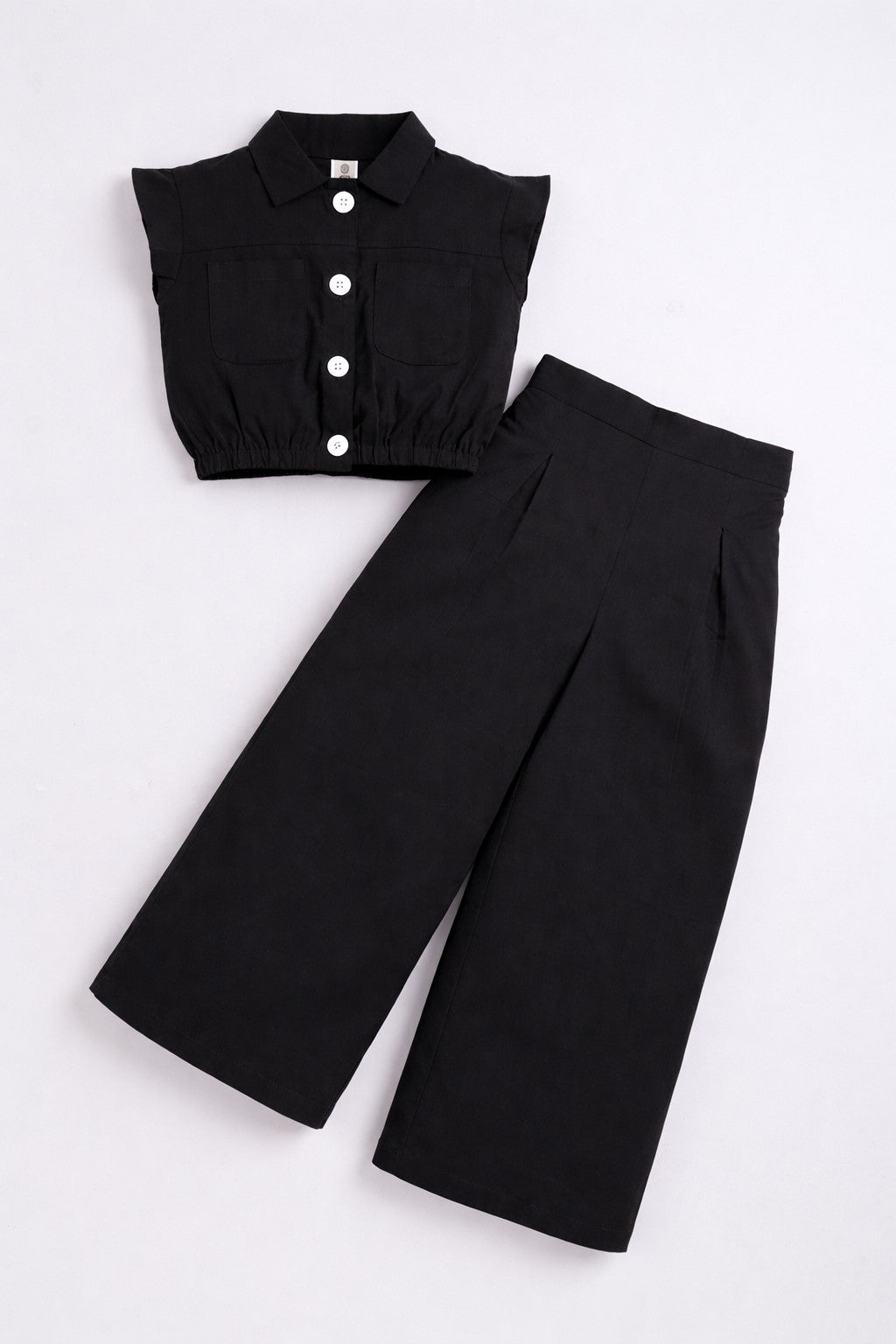 Aww Hunnnie Cotton Sleeveless Crop Top With Pants Co Ords Set