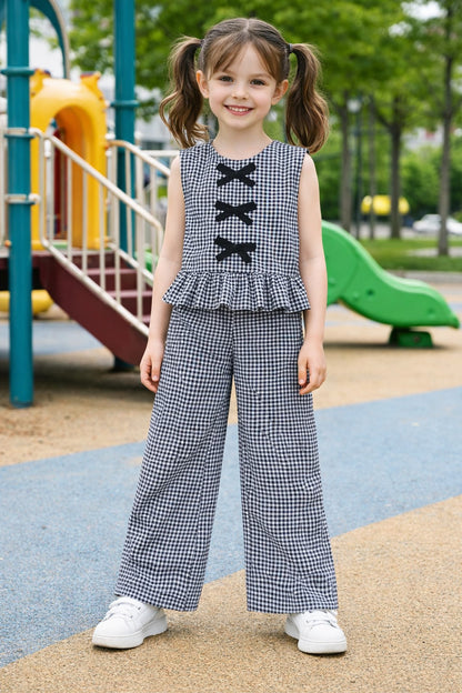 Aww Hunnnie Cotton Sleeveless Bow Design Top With Bottom Co Ords Set