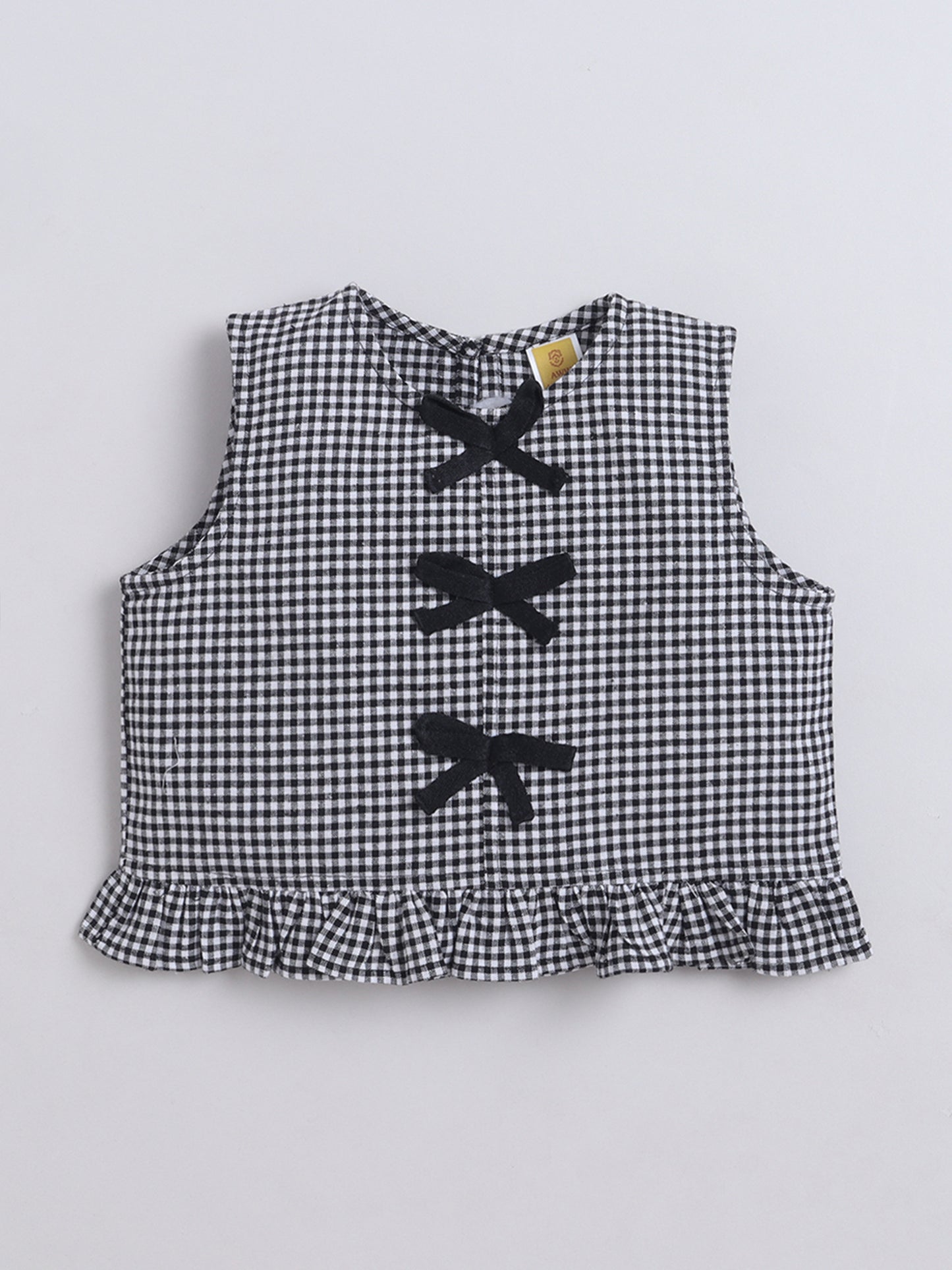 Aww Hunnnie Cotton Sleeveless Bow Design Top With Bottom Co Ords Set