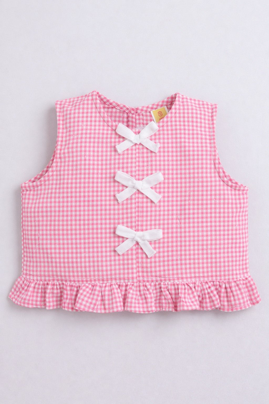 Aww Hunnnie Cotton Sleeveless Bow Design Top With Bottom Co Ords Set