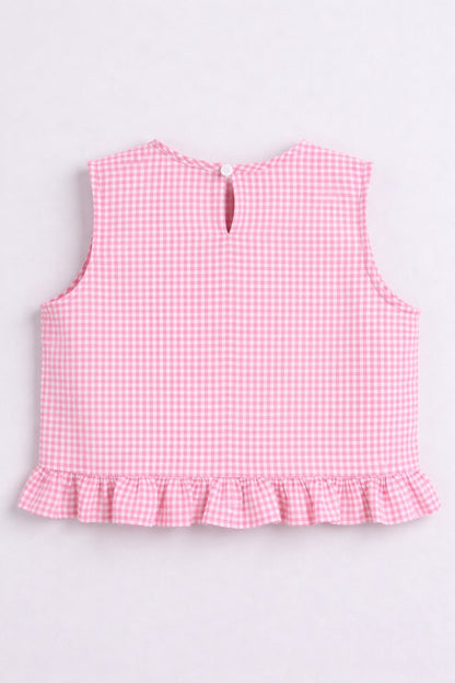 Aww Hunnnie Cotton Sleeveless Bow Design Top With Bottom Co Ords Set