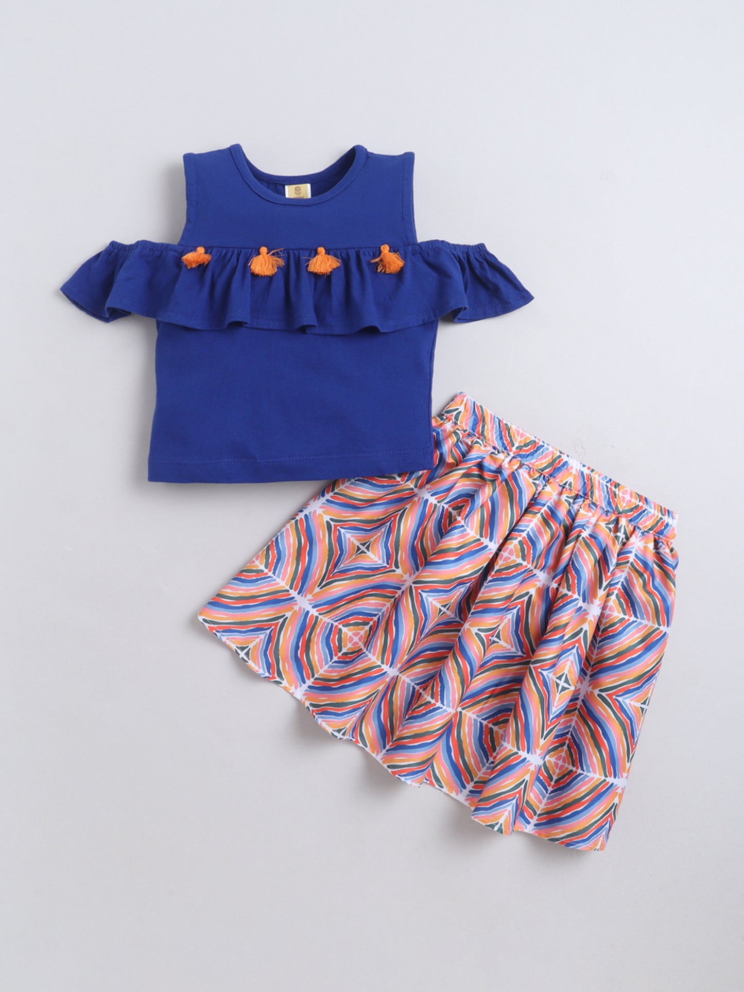 Cotton Sinker Off Shoulder Top With Skirt