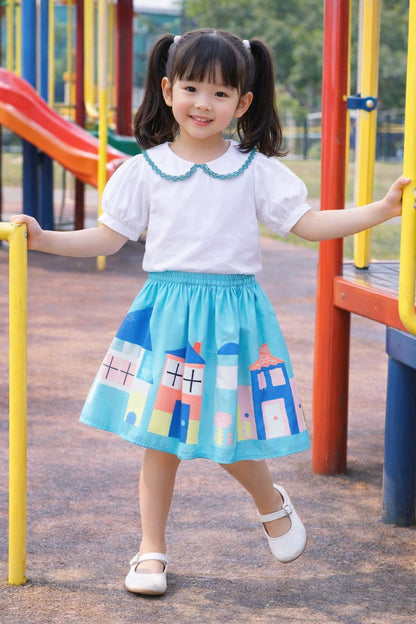 Cotton Sinker Off Shoulder Top With Skirt