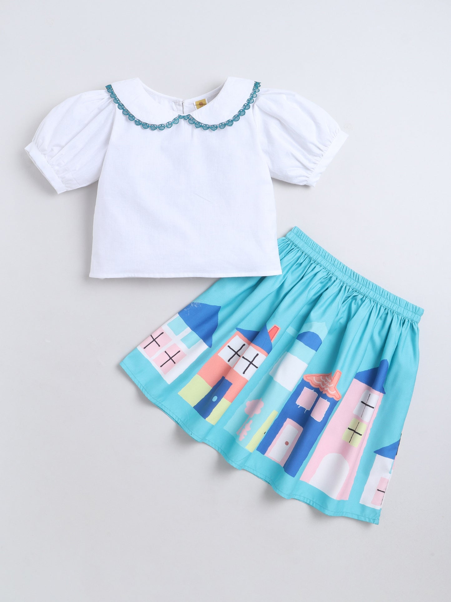 Cotton Sinker Off Shoulder Top With Skirt