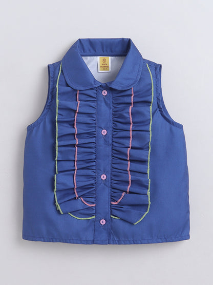 Poly Cotton Sleeveless Frill Top With Skirt