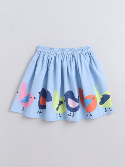 Poly Cotton Sleeveless Frill Top With Skirt