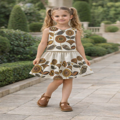 Aww Hunnie 100% Cotton Sleeveless Top With Skirt - Cream