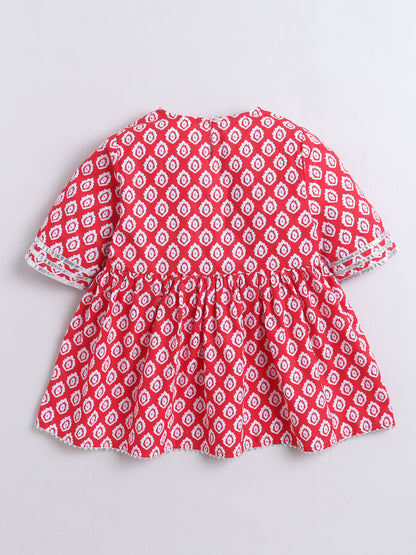 Aww Hunnie 100% Cotton Half Sleeves Kurti With Sharara And Net Dupatta