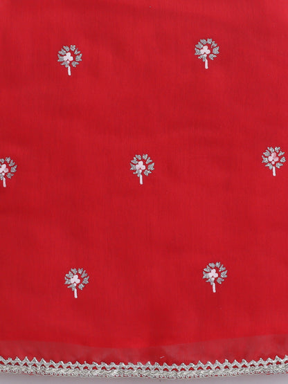 Aww Hunnie cotton Sleeveless Side knote Short kurti with Plazzo - Red
