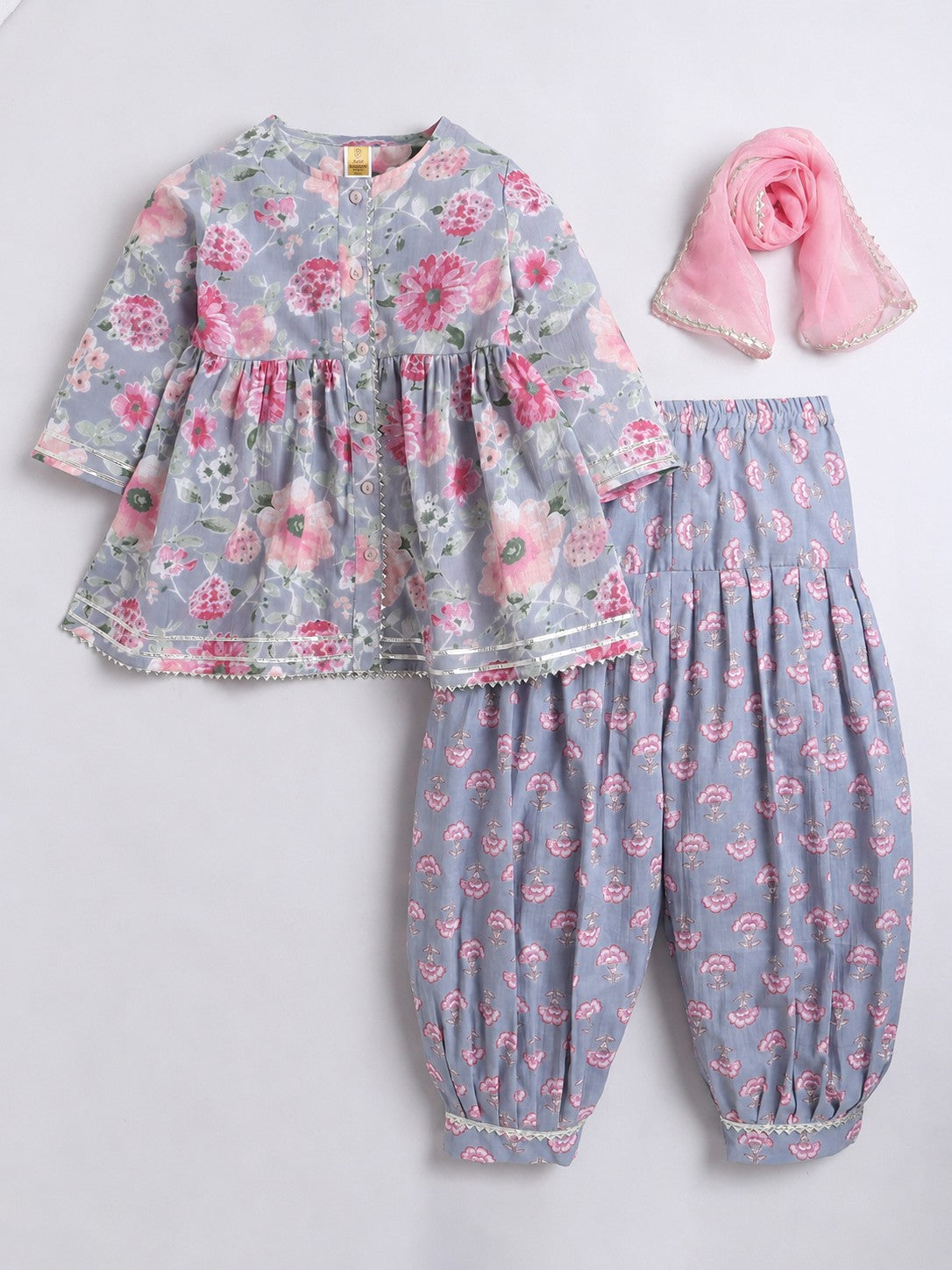 Aww Hunie 100% Cotton Half Sleeves Peplum Kurti With Afgani Salwar And Dupatta