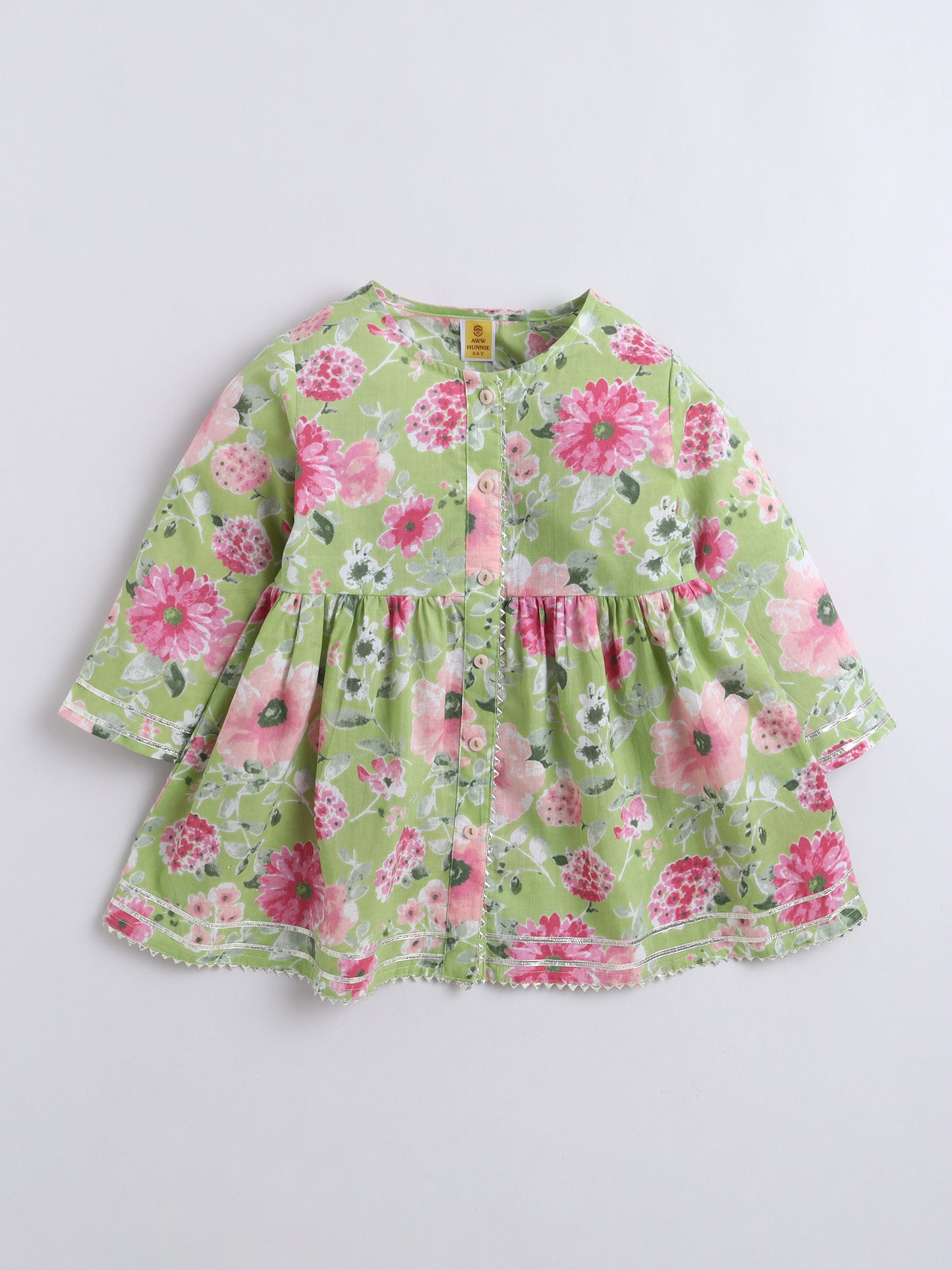 Aww Hunie 100% Cotton Half Sleeves Peplum Kurti With Afgani Salwar And Dupatta