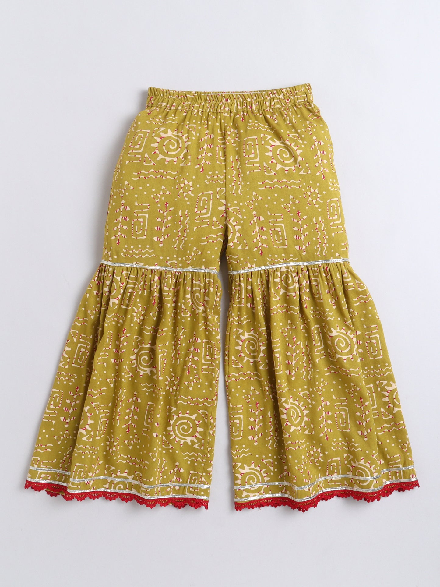 Aww Hunnie Cotton Ryon 3/4th Sleeves Kurti With Sharara And Dupatta