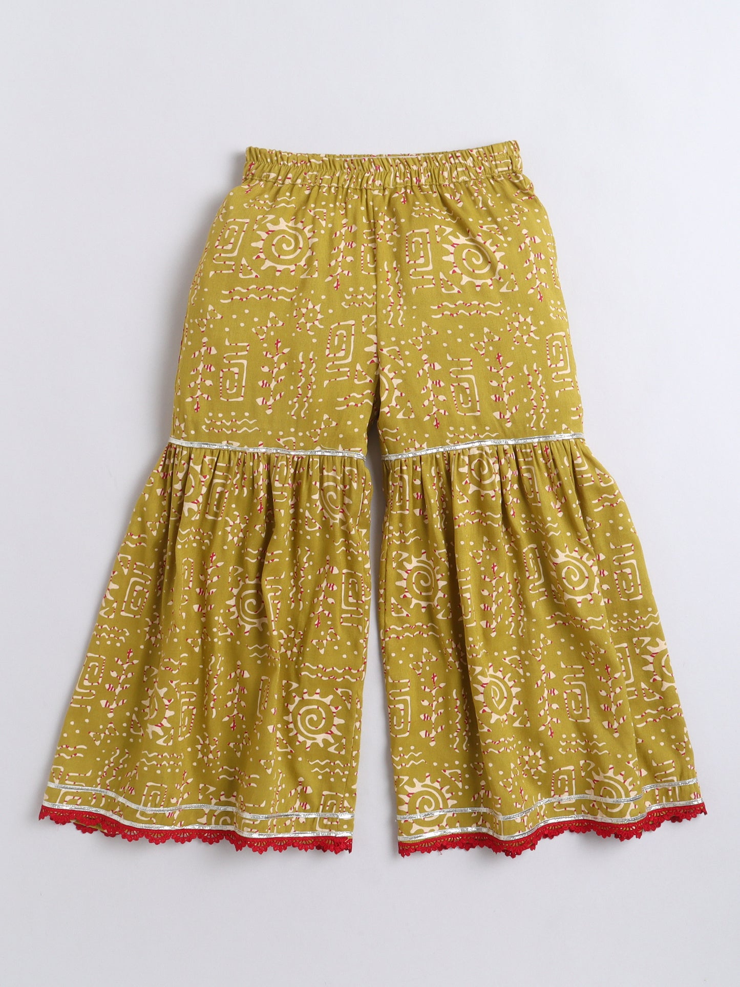 Aww Hunnie Cotton Ryon 3/4th Sleeves Kurti With Sharara And Dupatta