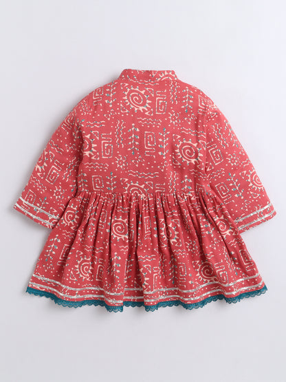 Aww Hunnie Cotton Ryon 3/4th Sleeves Kurti With Sharara And Dupatta