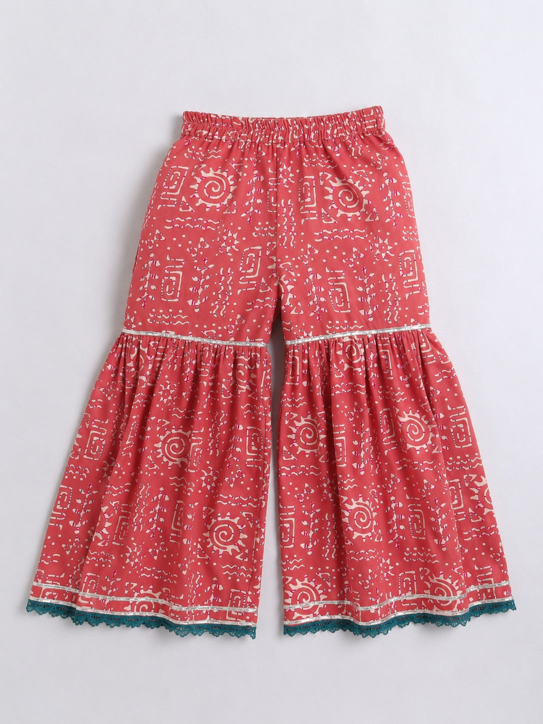 Aww Hunnie Cotton Ryon 3/4th Sleeves Kurti With Sharara And Dupatta