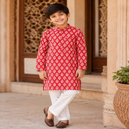 Aww Hunnie 100% Cotton Full sleeves Boys Kurta Pajama