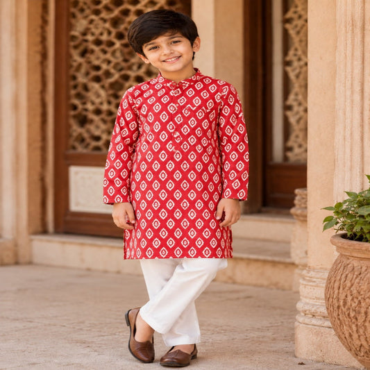 Aww Hunnie 100% Cotton Full sleeves Boys Kurta Pajama