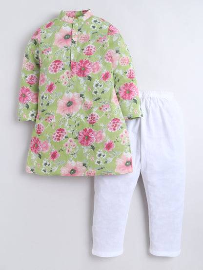 Aww Hunnie 100% Cotton Full sleeves Floral Print Kurta Pajama