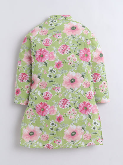 Aww Hunnie 100% Cotton Full sleeves Floral Print Kurta Pajama