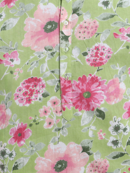 Aww Hunnie 100% Cotton Full sleeves Floral Print Kurta Pajama