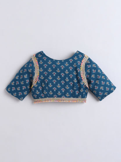 Aww Hunnie Cotton Ryon Half Sleeves Choli With Lehnga And Net Dupatta