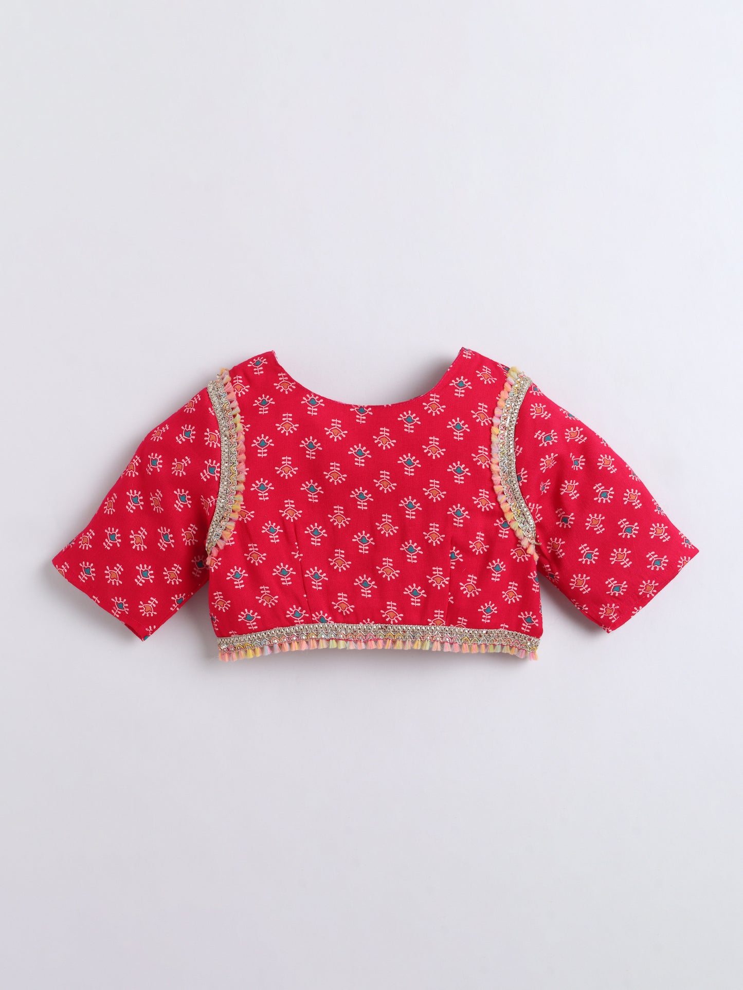 Aww Hunnie Cotton Ryon Half Sleeves Choli With Lehnga And Net Dupatta