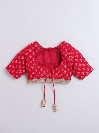 Aww Hunnie Cotton Ryon Half Sleeves Choli With Lehnga And Net Dupatta