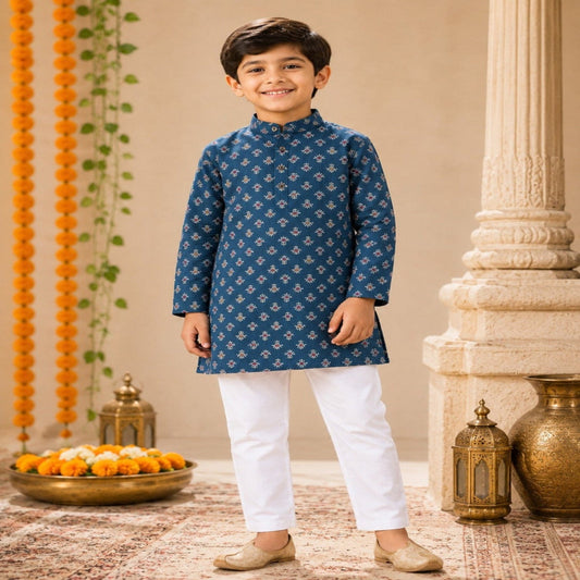 Aww Hunnie Cotton Ryon Full sleeves Boys Kurta Pajama