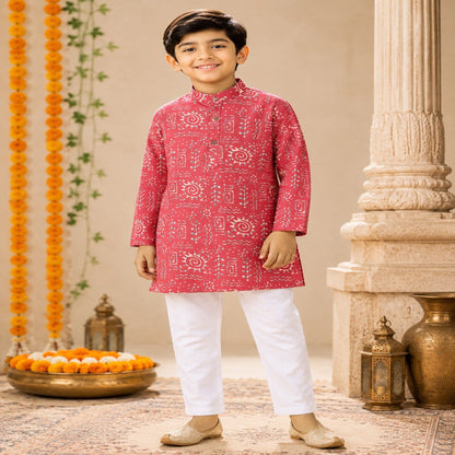 Aww Hunnie Cotton Ryon Full sleeves Boys Kurta Pajama