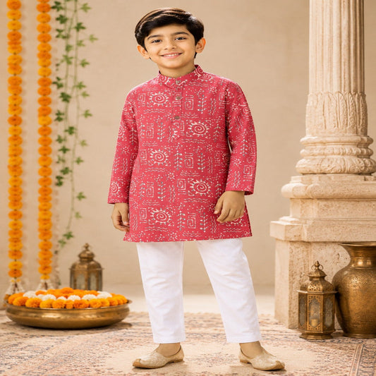 Aww Hunnie Cotton Ryon Full sleeves Boys Kurta Pajama