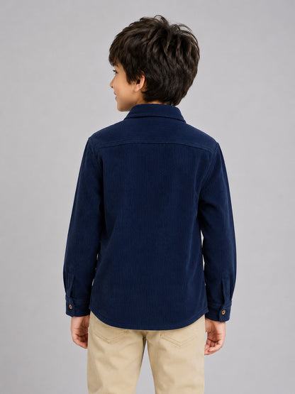 AwwHunnie Corduroy Fabric Full Sleeves Embrodery Pocket Design Shirt