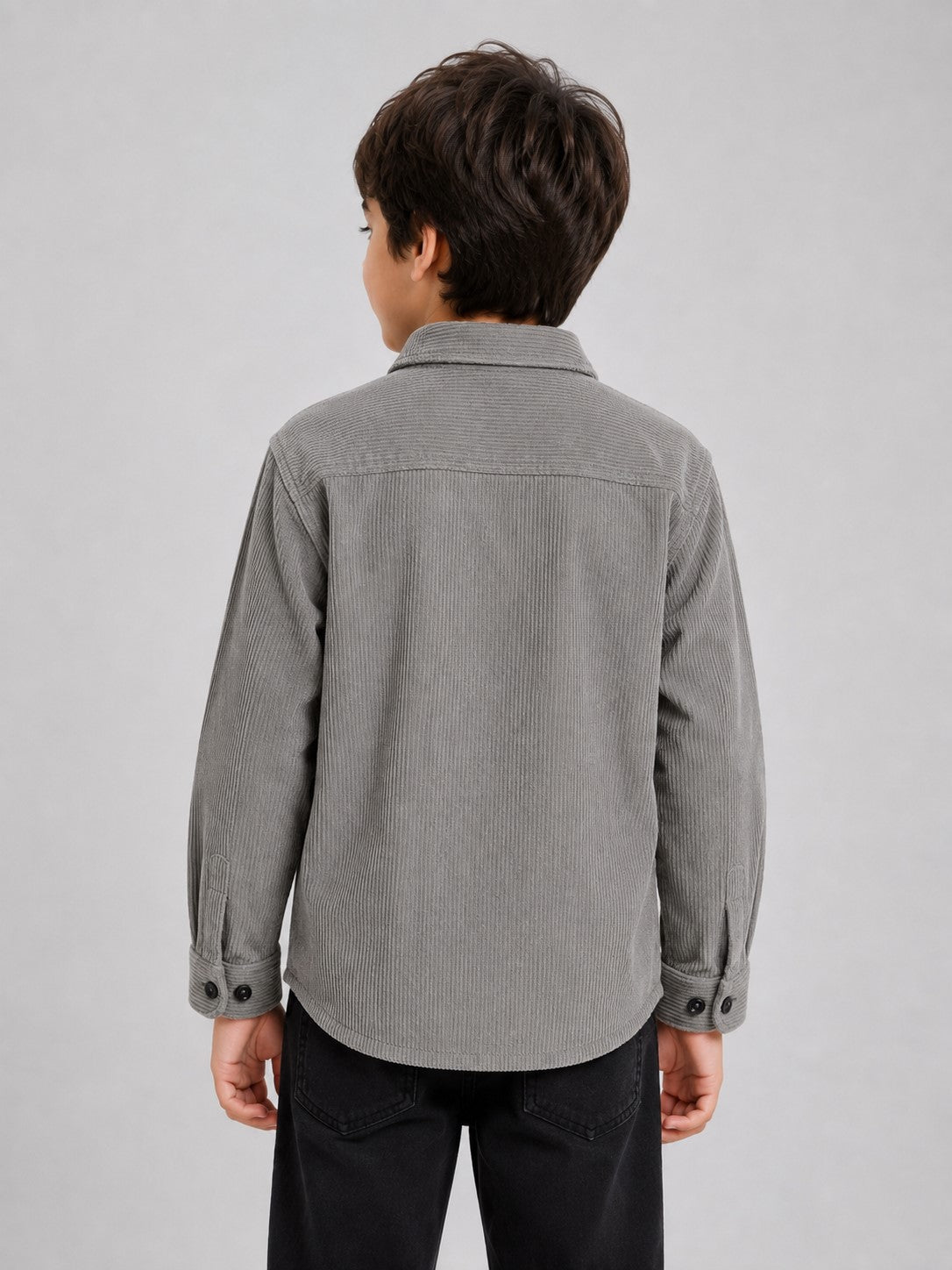 AwwHunnie Corduroy Fabric Full Sleeves Embrodery Pocket Design Shirt