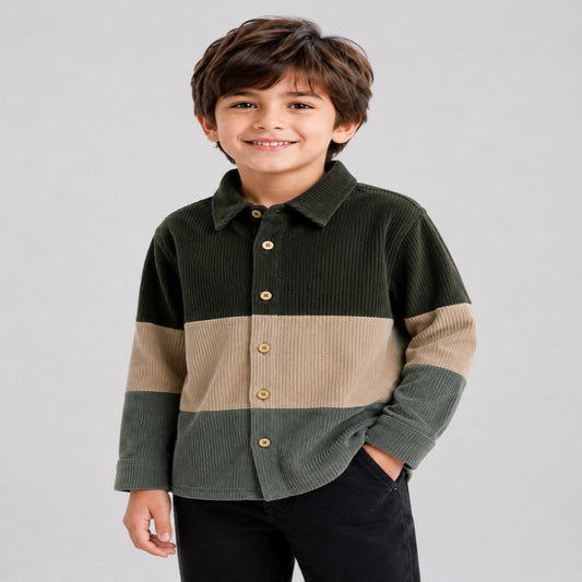 AwwHunnie Corduroy Fabric Full Sleeves Three Color Shirt