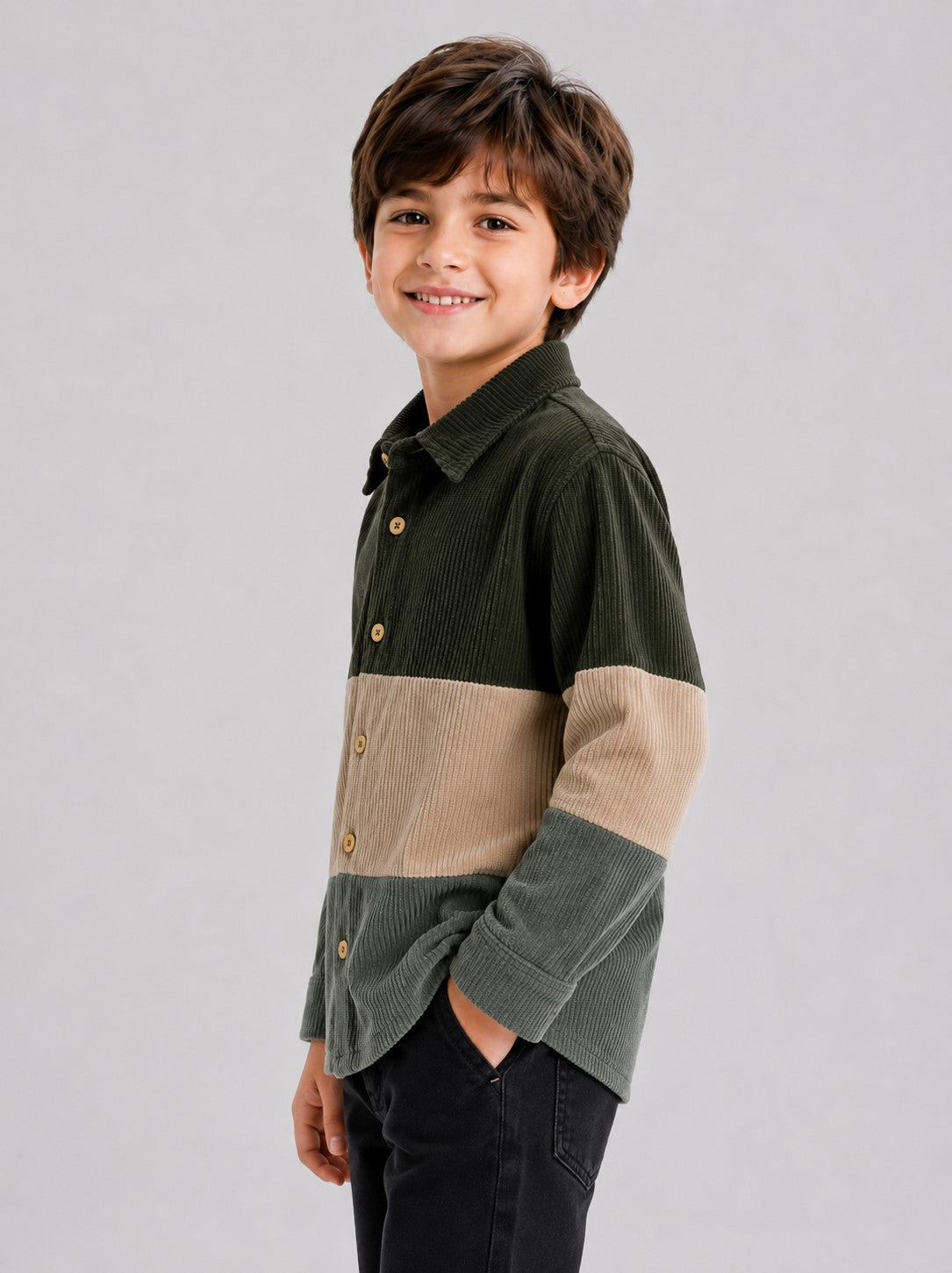 AwwHunnie Corduroy Fabric Full Sleeves Three Color Shirt