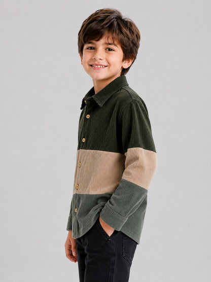 AwwHunnie Corduroy Fabric Full Sleeves Three Color Shirt