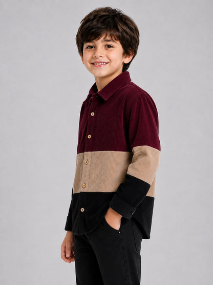 AwwHunnie Corduroy Fabric Full Sleeves Three Color Shirt