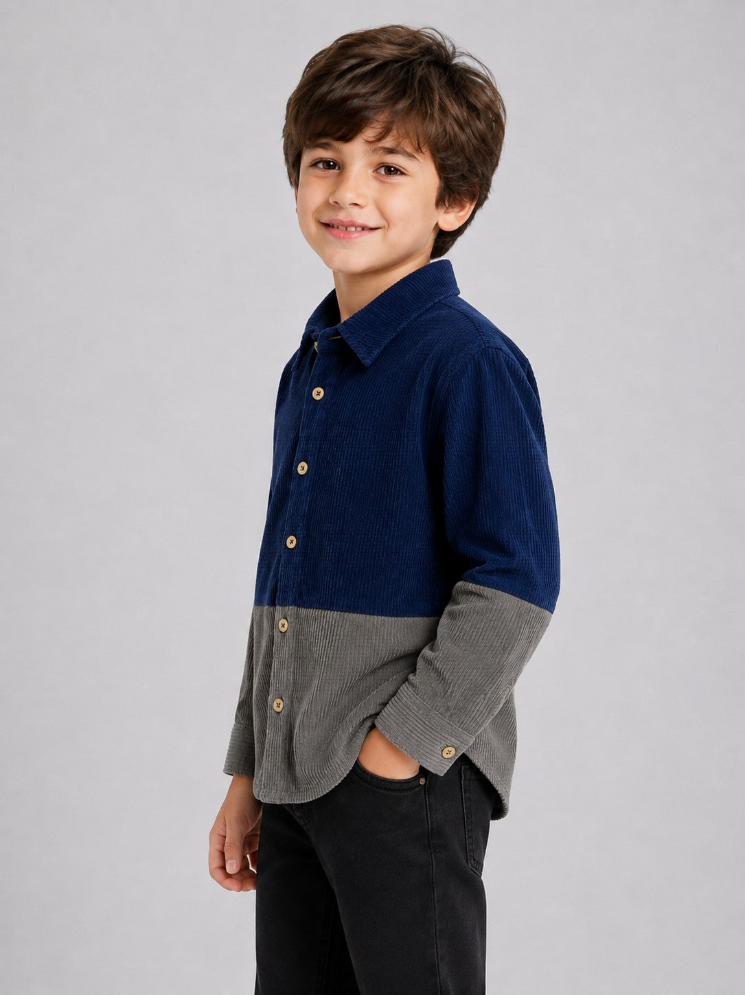 AwwHunnie Corduroy Fabric Full Sleeves Three Color Shirt