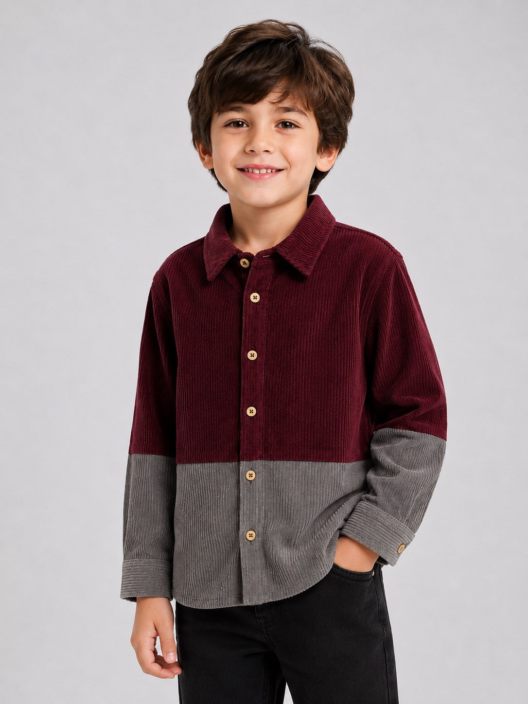 AwwHunnie Corduroy Fabric Full Sleeves Three Color Shirt