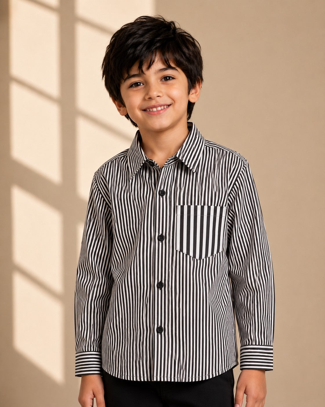 Aww Hunnie Cotton Full sleeves Solid and Stripes Style Shirt