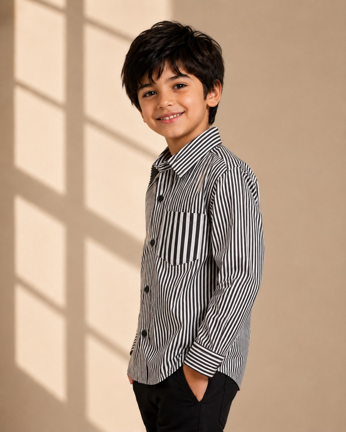 Aww Hunnie Cotton Full sleeves Solid and Stripes Style Shirt