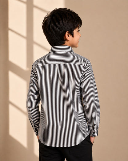 Aww Hunnie Cotton Full sleeves Solid and Stripes Style Shirt