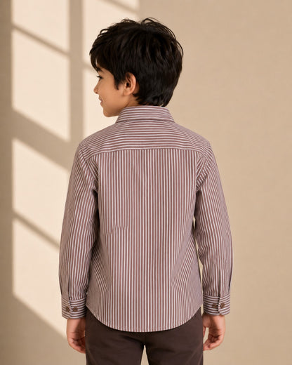 Aww Hunnie Cotton Full sleeves Solid and Stripes Style Shirt
