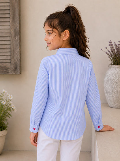 Aww Hunnie Cotton Full sleeves Bow Charm High-Low Shirt